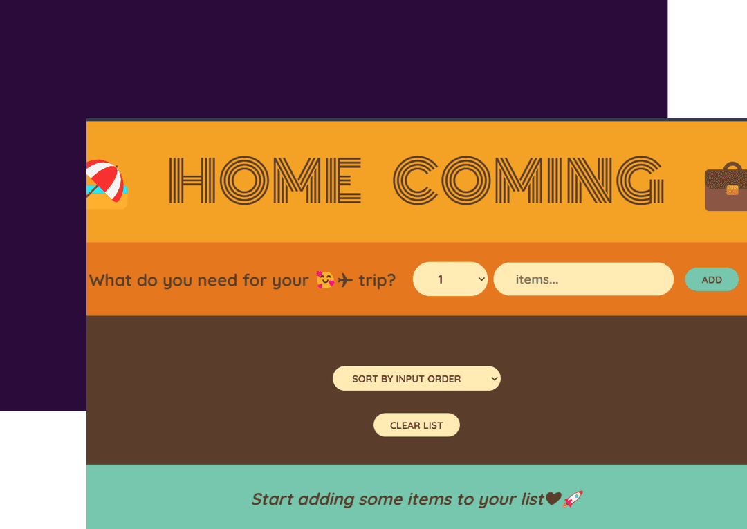 HOMECOMING TRAVEL LIST
